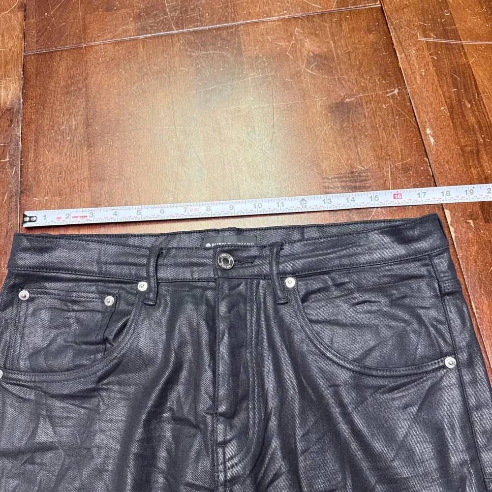 Purple Brand Cargo Pants Mens 34 Black Coated Waxed Slim Fit P002 SS2103JNS